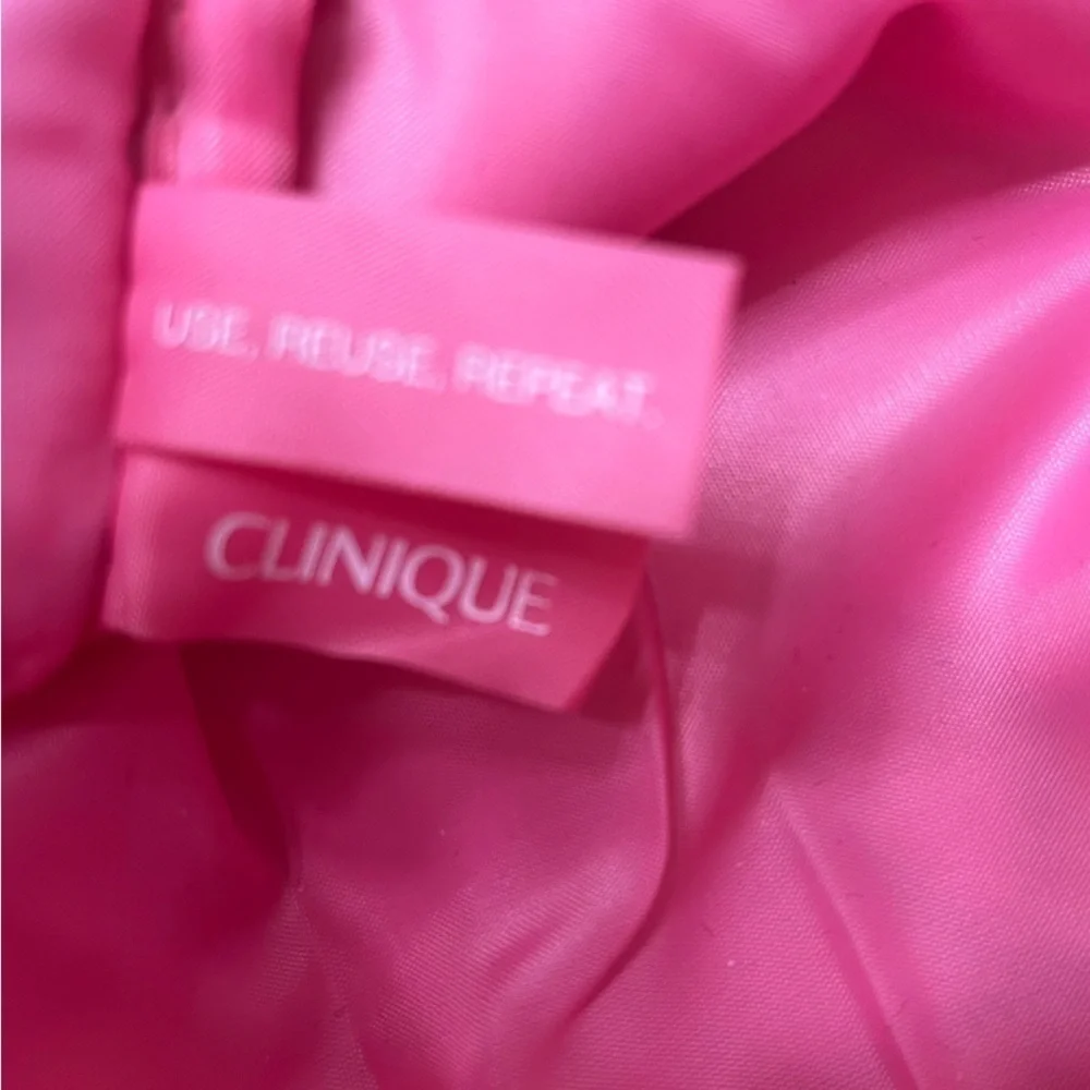 Clinique Cosmetic Travel Bag; Bright Pink, Black, Yellow, Zip Closure, NWOT